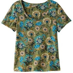 Soft Surroundings SoftEssential Supima Short Sleeve Tee Sz M Marrakesh Floral